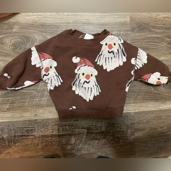 ZARA‎ Brown Santa Crewneck Sweater Size 3-6 Months - Picture 1 of 2